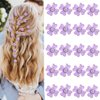 Paderison 20Pcs Mini Flower Rhinestone Hair Clips, Wedding Bridal Hair Accessories for Women Girls - Cute Small Bling Decorative Hair Barrettes and Gems (Purple)