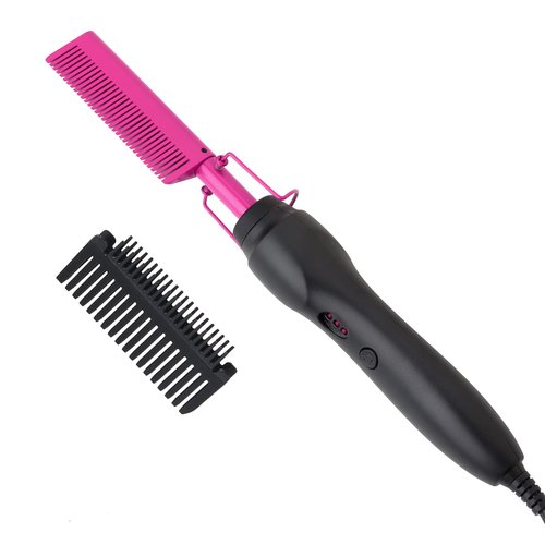 Homfu Hair Straightener, Electric Hot Comb Hair Straightener Brush with Ceramic Heater Surface, Fast Heating, Dual Voltage, Adjustable Temperature for Natural Black, Curly, Frizzy Hair & Beard
