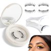 Magnetic False Eyelash, Reusable False Eyelashes, Natural Striped Eyelashes Set, Fluffy False Eyelashes with Wearing Clip & Applicator, No Glue Magnetic Lashes with False Eyelash Tool, 1 Pair
