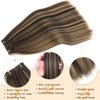 Hanne Fashion Kinky Straight Clip in Hair Extensions for Black Women Yaki Straight Clip Ins Full Head Highlights Synthetic Hair (22 Inch, Highlights 1B/27)