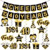 LARRAZABAL 40th Birthday Decorations for Men, Black Gold 1984 Birthday Decorations Include 40th Birthday Banner and Hanging Swirls for Men Women, 40th Birthday Party Supplies