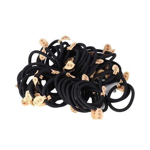 50Pcs Black Hair Ties for Women, Seamless Hair Elastic Bands for Thick Thin Hair, Ponytail Holder Black Hair Ring Head Rope