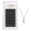 Y Lashes Extensions YY Lash Extensions D Curl 0.07mm 14mm Mix Tray Y Shape 4D Volume Premade Fan Lashes Matte Black Easy Fans Lashes Professional Use YY Lash (YY-0.07-D, 14mm)