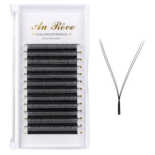 Y Lashes Extensions YY Lash Extensions D Curl 0.07mm 14mm Mix Tray Y Shape 4D Volume Premade Fan Lashes Matte Black Easy Fans Lashes Professional Use YY Lash (YY-0.07-D, 14mm)