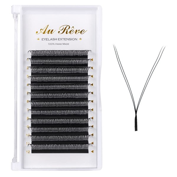 Y Lashes Extensions YY Lash Extensions D Curl 0.07mm 14mm Mix Tray Y Shape 4D Volume Premade Fan Lashes Matte Black Easy Fans Lashes Professional Use YY Lash (YY-0.07-D, 14mm)