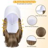 Lansigreen Baseball Cap with Hair Extensions Hat Wig Adjustable Hat Attached Short Straight 14" Synthetic Hairpiece for Women Mid Brown Mix Blonde
