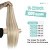 YoungSee Weft Real Human Hair Extensions, Highlight Sew in Real Hair Extensions Warm Ash Blonde Highlights Bleach Blonde Straight Weft Extensions Human Hair Sew in Extensions 14Inch 100G