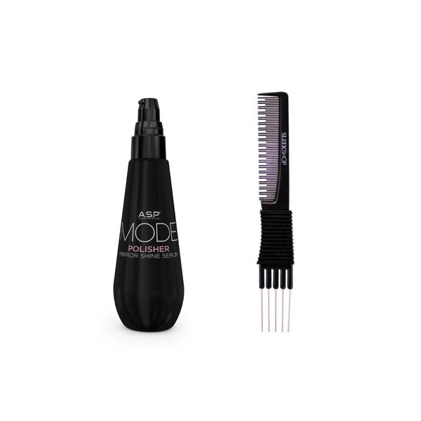 yper Asp Mode Polisher Mirror Shine Serum (2.5 oz) with Teasing Comb Pack 1, Black