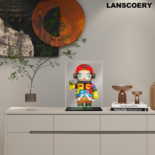 LANSCOERY Acrylic Display Case, Assemble Small Showcase Display Box for Collectibles, with Dustproof & Seamless Display Design, 4x4x6inch Black Base