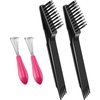 Boao 4 Pcs Hair Brush Cleaning Set Tool Mini Hair Cleaning Brush Cleaner Tool for Removing Hair Dust Home Salon Use(Black)