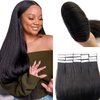 Tape in Hair Extensions Human Hair, Black Hair Extensions Real Human Hair Yaki Straight Tape ins for Black Women,16Inch 20 Pcs 50G Double Sided Invisible Tape in Human Hair Extensions