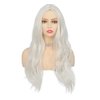 Tseses White Curly Long Wigs for Women Wavy Middle Part Natural Looking Heat Resistant Wigs Daily Use Halloween Party Hair(27.5 inch
