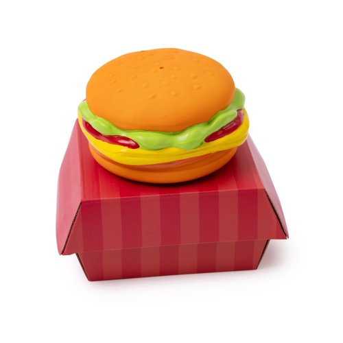 HamBarker Dog Toy - Hamburger Themed Design, Extremely Durable, Squeaky, Perfect Chew and Fetch Toy, Unique Burger Packaging