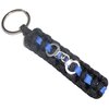 RedVex Thin Line Paracord Key Chain/Key Fob - Choose your colors - 3", 4", 6", and 8" Lengths (Qty-1) (Black with Blue Line, 6-inch with Handcuffs & ABS Clip)