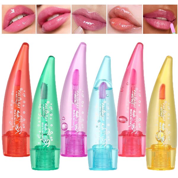 6 Pcs Color Changing Lip Glow Oil Tinted, Pink Magic Mood Lip Oil Tinted High-Shine Clear Temperature Color Change Lip Stain Lip Balm Longlasting Lips Will Not Dry Out