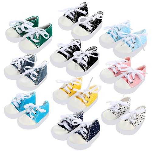 SOTOGO 10 Pairs of 18 Inch Doll Shoes Fits for American 18 Inch Doll Include Canvas Sneakers Tennis Shoes