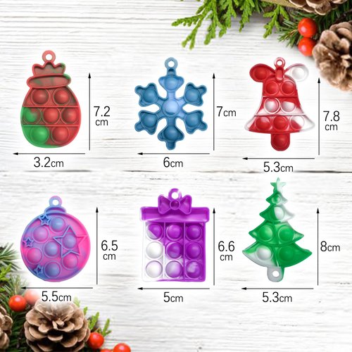 36Pcs Christmas Mini Pop Keychain Fidget Toys Mini Pop Keychain Rainbow Silicone Simple Fidget Toys Fidget Relieve Anxiety Stress Hand Office Desk Toys for Kids Adults