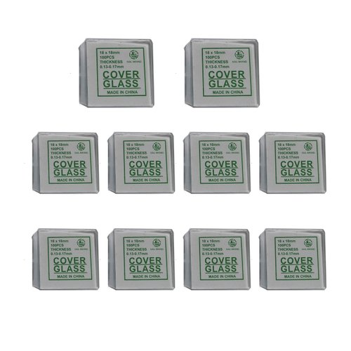 1000 Pieces of Glass Cover Slips for Microscope Slides 18x18mm Cover Glass Slips Includes 10 Boxes x 100Pcs/Box