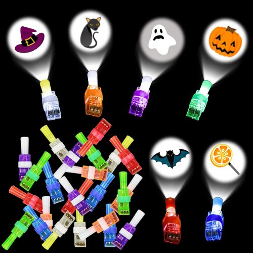 Pinkiwine 24 PCS Halloween LED Finger Projection Lights Halloween Toys for Kids Boys Girls Halloween Party Favors Halloween Treat Bags Gifts