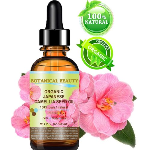Japanese ORGANIC CAMELLIA Seed Oil. 100% Pure Natural Undiluted Refined Cold Pressed Carrier Oil to revitalize and rejuvenate the hair, skin and nails. 2 Fl. oz 60 ml.by Botanical Beauty