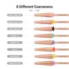 MelodySusie Super Long 5 in 1 Nail Drill Bits, 3/32'' Carbide Tungsten Bits, Suitable for Manicure Pedicure Cuticle Gel Polishing, Professional Advanced Bits, Rose Gold, Series Bit-X, Fine