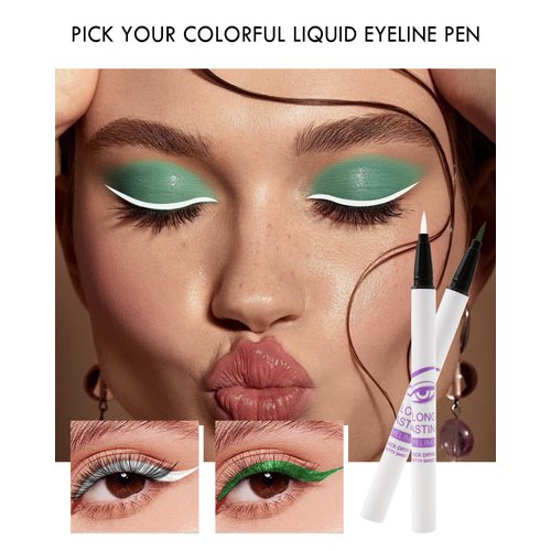 Waterproof Colored Eyeliner Liquid Liner Pen, 2Pcs White Red Eye Liner Super Slim Stay All Day Makeup Pen, Water-Resistant& Smudge-Resistant &Vibrant Colorful Eyeliner Pencil Eyeshadow for Women