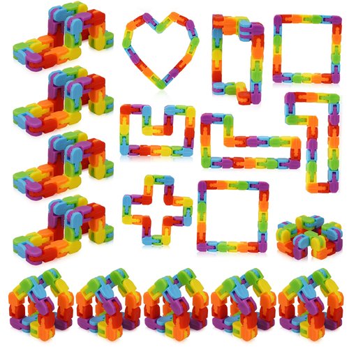 Ganowo 24 Pack Fidget Toy Wacky Tracks Snap and Click Fidgets Sensory Toys Party Favors ,Classroom Reward,School,Valentines Gifts for Adults ,Kids,Teens ,Students