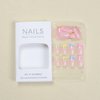 24 Pcs Nude Pink Press on Nails Short Square - SHANRUN Summer Fake Nails Press ons Nail Art Colorful French Tip Glue on Nails Full Cover Artificial Acrylic False Nails Glossy Design Stick on Nails Kit