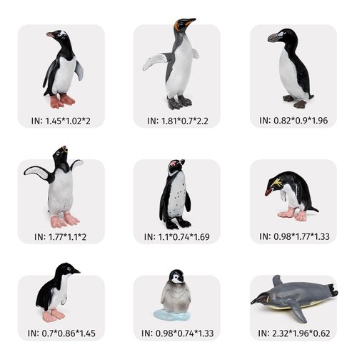 GAICOM 9PCS Polar Penguin Figure Playsets Penguin Model Toy Desktop Decoration Collection Party Favors Toys for Boys Girls Kids