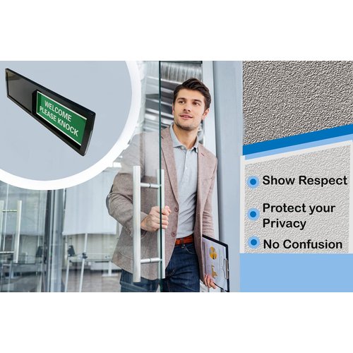 Black Do Not Disturb Sign | SHUTTER CHANGES WHEN YOU PUSH IT | For Home, Offices,Hotels, Hospitals (Don't Disturb, Welcome Signs) Also includes double sided tape mounting.