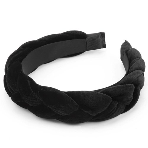 AQOKKA 1 Pcs Braided Headbands for Women Velvet Head Bands for Women's Hair Elastic Criss Cross Hair Hoop Accessories for Women Girls