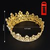 YARIEW Small Gold Crystal Crown for Little Girls Flower Bouquets Accessories Rhinestones Wedding Cake Topper Birthday Crown for Kids Cake Decorations