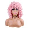 AIDUSA Short Loose Curly Wigs Big Curly Wig With Bangs Afro Wig for Black Women Fluffy Curly Pink Synthetic Wigs Black Women Wig Half Wigs for White Women Wavy Natural Wigs (Pink)