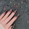22 PCS Halloween Nail Charms 3D Alloy Nail Art Charms 3D Black Red Rhinestones Nail Supplies Skeleton Star Heart Spider Gems Cross Design for Manicure Craft DIY Nail Art Decorations Accessories