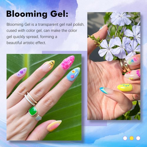FZANEST Clear Blooming Gel 15ml UV LED Blossom Gel Polish For Spreading Effect Marble Natural Stone Gel Nail Polish 15ml UV LED Soak Off