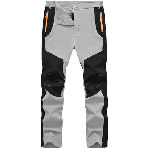 TBMPOY Men's Hiking Work Cargo Pants Lightweight Waterproof Quick Dry Outdoor Mountain Pant Fishing Camping Light Gray 36