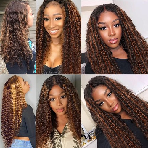 22 24 26 Inch P4/30 Bundles Brown Kinky Curly Human Hair Bundles Brazilian Unprocessed Virgin Hair 3 Bundles Highlight Curly Bundles Human Hair Color #30 Bundles Remy Hair Extensions Brown Bundles