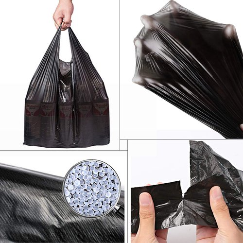 Kitchen Garbage Bags and Black Trash Bag, 100 Counts 4 Gallon 45x60Cm Kitchen Trash Bags with Handles for Bathroom Trash Bags, Small Trash Bags, Contractor Bags (100pcs Black 45x60CM)