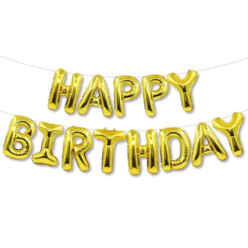Happy Birthday Balloon Banner Party 16 Inch 3D Aluminum Foil Inflatable Letter kit set Banner Balloons Birthday Party Decorations Supplies Party (Gold)