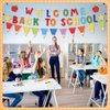 34 PCS Welcome Back to School Banner Decorations - Vibrant Unique Design First Day Classroom Sign, Reusable 9.78ft Long Pennant For KindergartenPreschool Hallway Party Class Celebration Decor