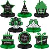 8 Pcs Birthday Centerpiece Table Decoration, Black and Green Happy Birthday Honeycomb Centerpieces Honeycomb Birthday Table Toppers for Men Women Party Supplies