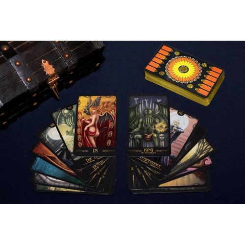 Gothic Horror Tarot Deck – 78 Full-Color Cards with Gold Edging and Gold Stamped Backs – Witches, Vampires, and Monster Hunters – Includes 20-Page Instruction Guide