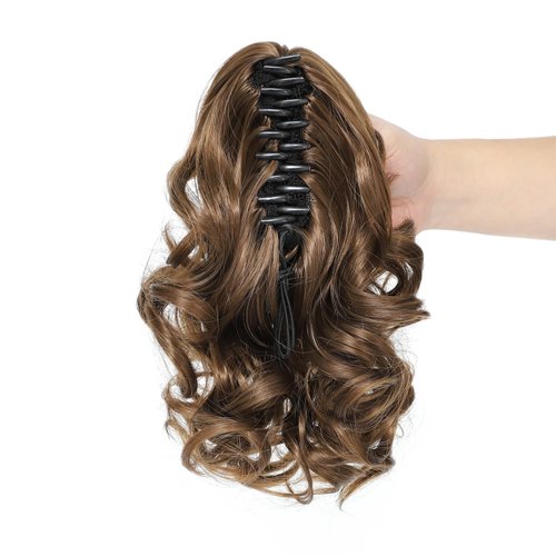 SDZNYQT Curly Claw Ponytail extensions 10 inch Claw Clip in Short Ponytail Hair Pieces Wavy Claw ...