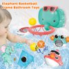 VATOS Baby Bath Toys, Elephant Basketball Hoop Bathroom Baby Toys for Babies Boys Girls 1 Year Old, Baby Bathtub Playset with Bird, Crab, Clouds, Yacht Best Bath Gift for Toddlers 1-3