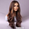 WTHCOS Brown Wig Long Curly Wavy Hair Wig Side Part Wig for Women Mixed Brown Wig Heat Resistant Synthetic Hair Wigs for Daily Use Cosplay Wig With Wig Cap