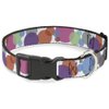 Buckle-Down Dog Collar Plastic Clip Dots White Transparent Multi Color 18 to 32 Inches 1.5 Inch Wide