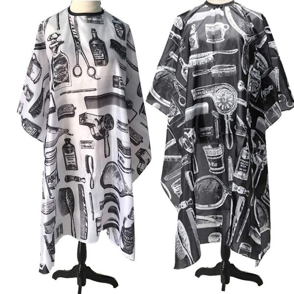 DoubleWood 2 PCS Hairdressing cape Salon Barber Cape Haircut Barber Gown Professional Haircut Salon Hairdresser Apron (Black & White)