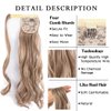Vinzar Ponytail Extension Curly Hairpiece Claw Synbthetic Clip in Long Hair Extensions Magic Paste Hair Wraps Human Hair Pony Tail for Women (Ash Blonde-curly)