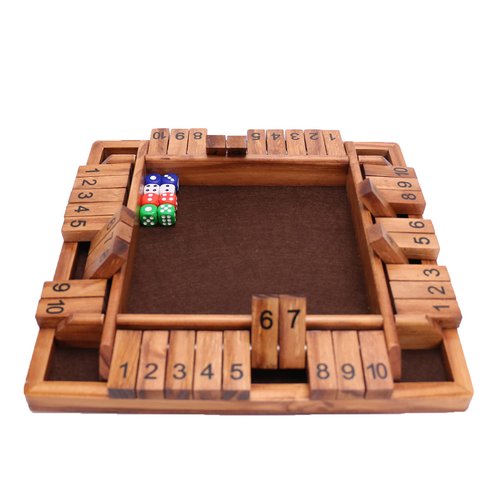 Shut The Box Dice Game-12 in Brown Design Retro 1-4 Players-8 Dice-Gift Package, Wooden Board Table Math Games for Adults Kids, Classics Tabletop Version and Pub Board Game