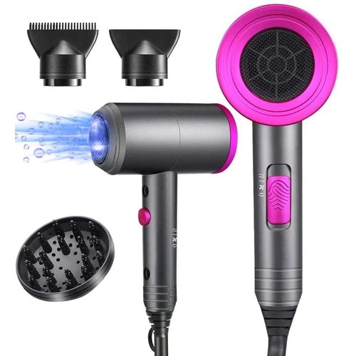 Ionic Hair Dryer, 1800W Professional Blow Dryer (with Powerful AC Motor), Negative Ion Technolog, 3 Heating/2 Speed/Cold Settings, Contain 2 Nozzles and 1 Diffuser, for Woman Kids Christmas Gifts